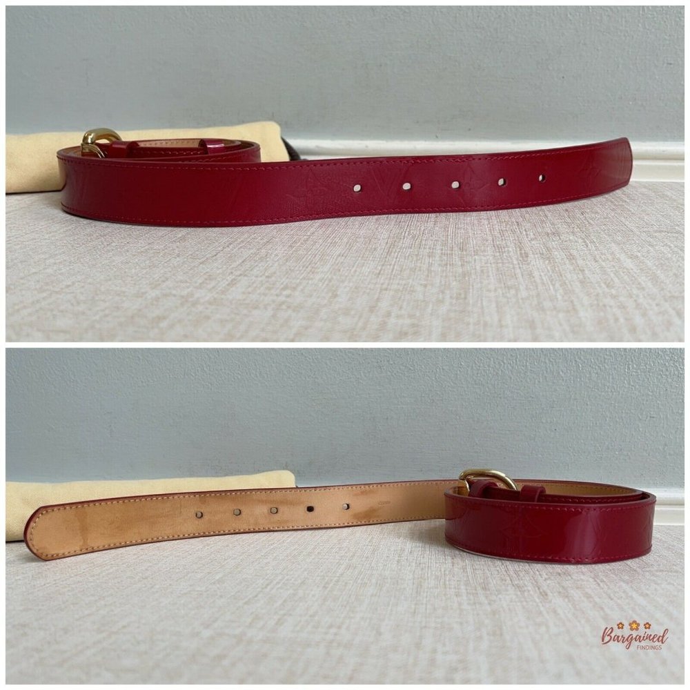 Authentic Louis Vuitton Pomme D'Amour Monogram Vernis LV Frame Belt Size 80/32 - Picture 11 of 13